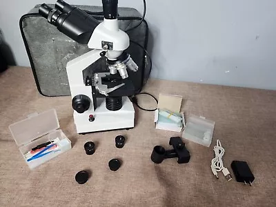 Buy Trinocular Compound Microscope, 40X-5000X Magnification, Mechanical Loading • 125$