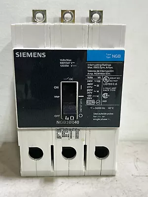 Buy Siemens Ngb3b040, 40 Amp 3 Pole, 600v Circuit Breaker (new Taken Out Of Panel) • 215$
