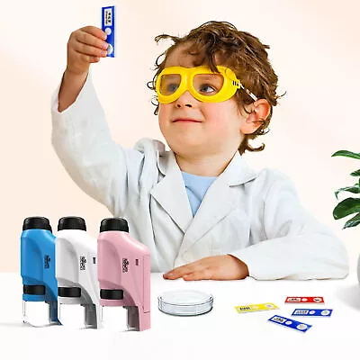Buy Kids Handheld Portable Microscope 60-120x Pocket Microscope With LED Light Toy • 10.05$