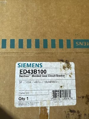 Buy Siemens ED43B100 100 Amp 480 VAC 3 Pole Type ED4 Bolt-On Circuit Breaker • 349$