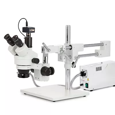 Buy AmScope 3.5X-90X Trinocular Fiber Optic Boom Stereo Microscope With 5MP Camera • 1,258.99$