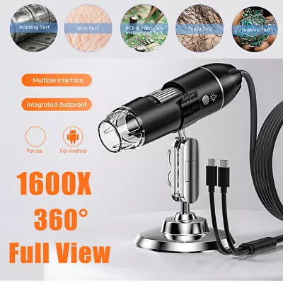 Buy 1600X Digital Microscope 8 LED 360° Full View Magnifier For I Phone Android US • 20.01$