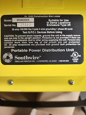 Buy 6534UGSX Single Phase Power Box 30Amp - Yellow • 350$