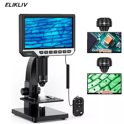 Buy Elikliv 2000X Biological Digital Microscope 7  LCD Remote Control For Computer • 119.99$