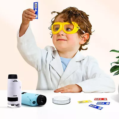 Buy Mini Pocket Microscope Kit 60X-120X Handheld Microscope With LED Light For Kids • 10.29$