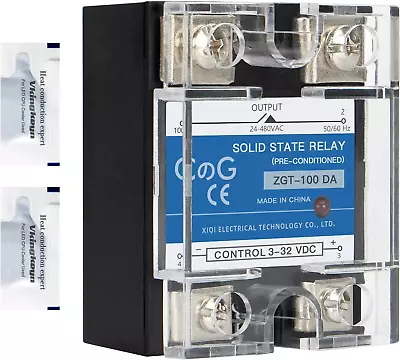 Buy CG Solid State Relay SSR-100DA DC To AC Input 3-32VDC To Output 24-480VAC 100A  • 23.99$