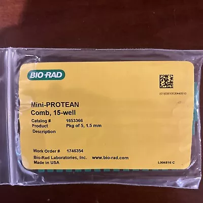 Buy Bio-Rad # 1653366 Mini Protean 3 Systems Comb, 15 Well, 1.5mm  Package Of 5 New • 35$