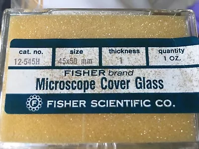 Buy 4 Boxes Fisher Microscope Slide Cover Slip Glass No. 1 Cat. 12545H 45x50mm • 40$
