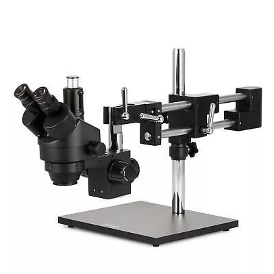 Buy AmScope 7X-45X Trinocular Stereo Zoom Microscope + Double Arm Boom Stand • 521.99$