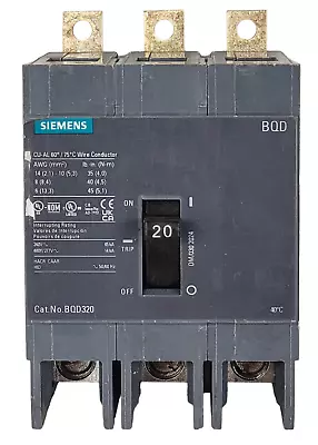 Buy NEW Siemens BQD320 Molded Case Circuit Breaker 20A, 3-Phases, 480V • 149.99$