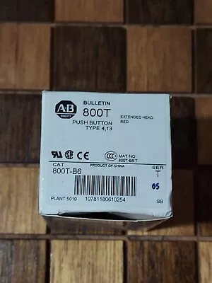 Buy Allen-Bradley 800T-B6 Switch Red Extended Head Pushbutton Series T - NEW Surp... • 8$
