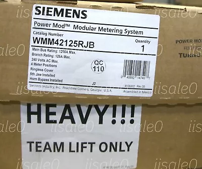 Buy Siemens 4 Meter WMM42125RJB 1200A 125A Modular Metering System On Hand QTY • 2,450$