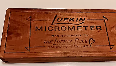 Buy Lufkin 1941 Outside Micrometer 0-1  Sliding Top (Wooden BOX ONLY) • 10$