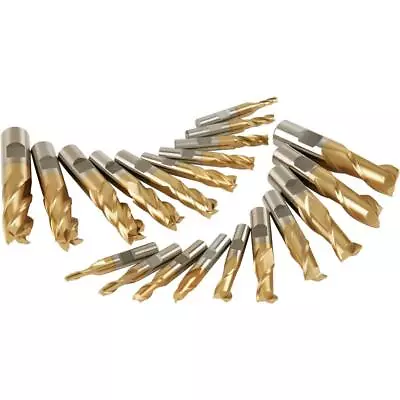 Buy Grizzly G9760 HSS TiN Coated 2 And 4 Flute End Mills, 20 Pc. Set • 130.95$