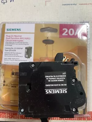 Buy SIEMENS Q120DFN 20 AMP Type QFGA2N Dual AFCI GFCI Circuit Breaker • 34.95$