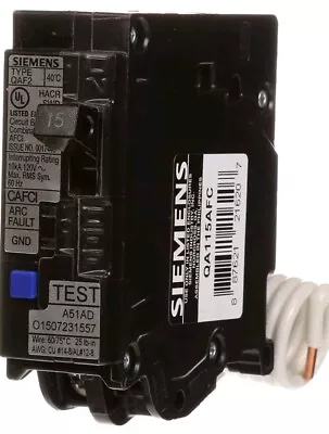 Buy  Qa115afc  Siemens 1p 15a Afci Arc-fault Circuit Breakers W/ Pigtail • 35.99$