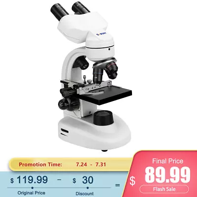 Buy SVBONY SV605 40X-1600X Binocular Biological Microscope With Moving Platform LED • 89.99$