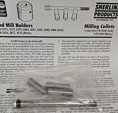 Buy Sherline USA 3060 1/8 3/16 1/4″ Mill Lathe Collet Set Mt1 Spindle Taig Proxxon • 34.99$