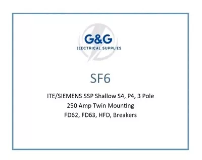 Buy 6F ITE/SIEMENS S4, P4, 3 Pole 250 Amp Twin Mounting FD62 FD63 HFD Breakers NEW • 449.99$