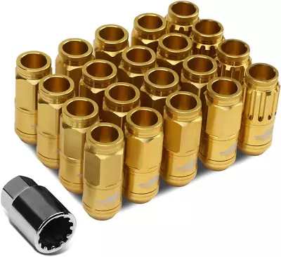 Buy 7075 Aluminum Gold M12 X 1.5 16Pcs L: 50Mm Open End Lug Nut W/4Pcs Lock+Key • 66.99$