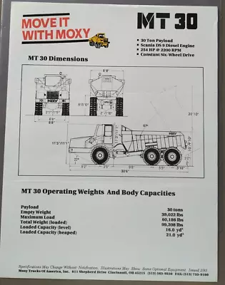 Buy Moxy MT 30 Articulated Dump Truck Specifications Brochure • 1.50$