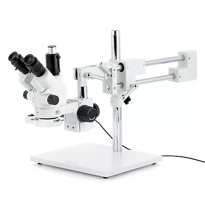 Buy AmScope 7X-45X Simul-Focal Stereo Zoom Microscope Dual Boom + Fluorescent Light • 517.99$