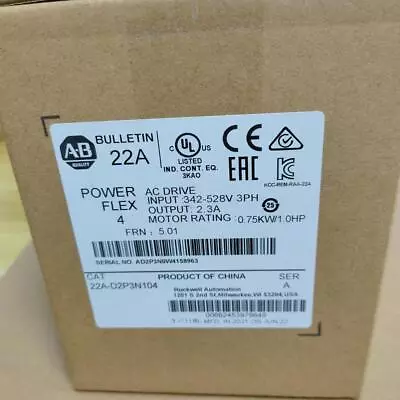Buy 2022 New Allen Bradley 22A-D2P3N104 /A Powerflex 4 AC Drive 1HP Surplus SEALED • 388.92$