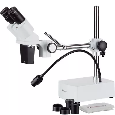 Buy AmScope 10X-15X Binocular LED Stereo Microscope Boom Arm With Gooseneck Light • 243.99$