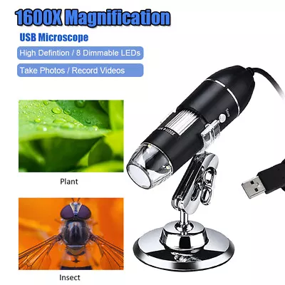 Buy 1600X 8 LEDs USB Digital Microscope Portable Handheld Inspection Magnifier F3I7 • 15.38$