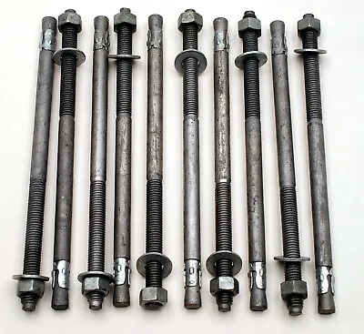 Buy (10) Galvanized Concrete Wedge Anchor Bolts 1/2 X 10 Includes Nuts & Washers • 36.99$