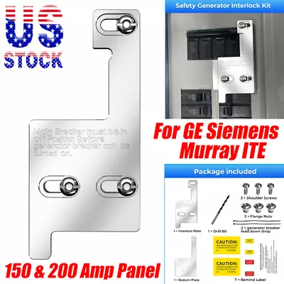 Buy Aluminum Generator Interlock Kit For GE Siemens Murray ITE 150 & 200 Amp Panel • 35.99$
