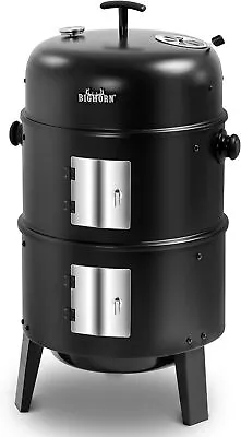 Buy BIG HORN OUTDOORS 16 Inch Charcoal Smoker, Vertical BBQ Grill, Heavy Duty 4 In  • 75.05$