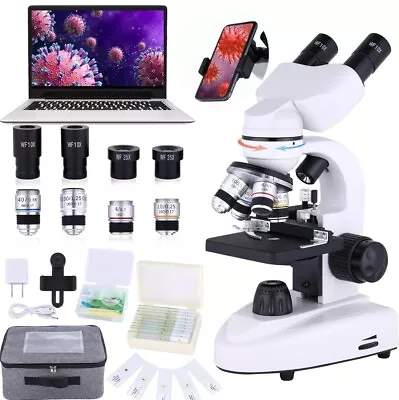Buy Compound Microscope，40X-2500X Research Class Professional Microscope WF10x WF25x • 124.99$