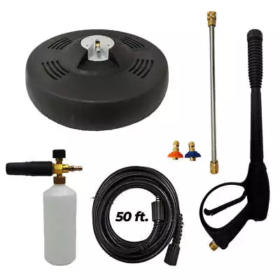 Buy Pressure Washer Surface Cleaner Gun Wand Kit W/ 50' M22 X M22 1/4  Hose And Tips • 123.95$