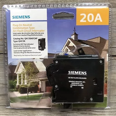 Buy Siemens 20A Plug-On Neutral AFCI Circuit Breaker QA120AFCNP Type QAF2N • 34$