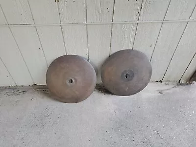 Buy Vintage Pair Of Farm Implement Disc Plow Blades, Industrial Steampunk 18-19 Inch • 46$
