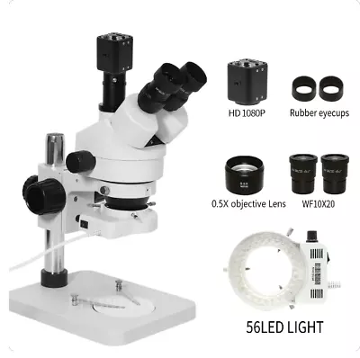 Buy AmScope 7X-45X Trinocular Zoom Stereo Microscope LED Ring-Light WideField Optics • 249.99$