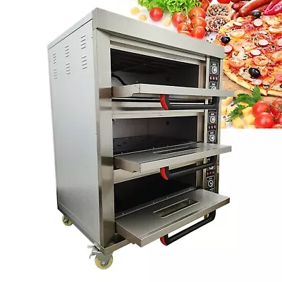 Buy 220V 3PH 27HP Commercial Pizza Oven Triple Deck Pizza Oven 20℃-400℃ • 2,664$
