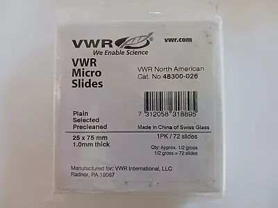 Buy 5Boxes Of 72ea  VWR Micro Slides 75x25x1mm Plain, Selected, Precleaned;48300-026 • 22.99$