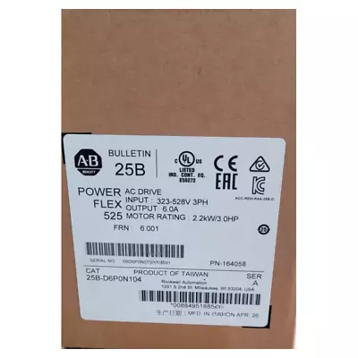 Buy New Factory Sealed Allen-Bradley New Sealed PowerFlex 525 2.2kW 3Hp AC Drive • 352$