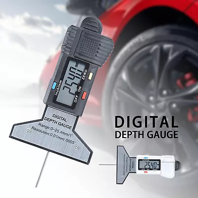 Buy 0-25mm LCD Digital Depth Gauge Caliper Measure Tire Depth Stainless Steel Ruler • 12.69$