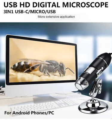 Buy Real 1600X Digital Binocular Microscope USB Camera LED Android Phones Window PC  • 19.49$