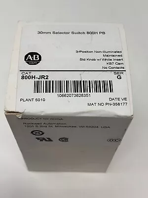 Buy Allen-Bradley 800H-JR2 Selector Switch 3-Position Maintained Black Knob Operator • 45.53$