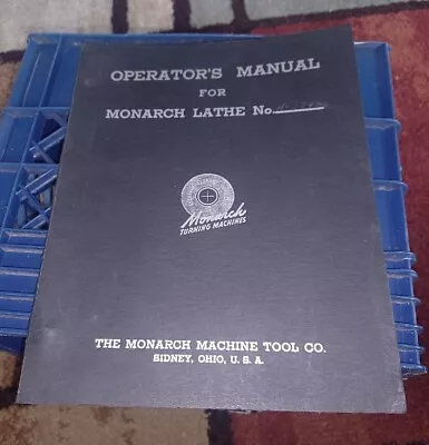 Buy Operator's Manual For Monarch Lathe No N-37486 Handbook Instructions Parts Book • 47.49$