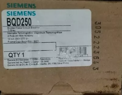 Buy Siemens BQD250 Circuit Breaker 2 Pole 50 Amp 480 Vac Bqd250 BQD Bqd • 65$