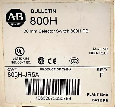 Buy Allen-Bradley 800H-JR5A Ser F 3-Position Selector Switch - Free Shipping • 74.50$