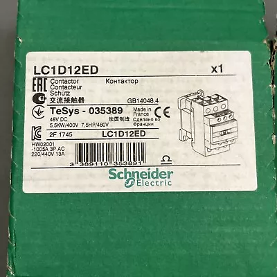Buy Schneider Electric LC1D12ED Non-Reversing Contactor TeSys Deca 035389 • 74.99$