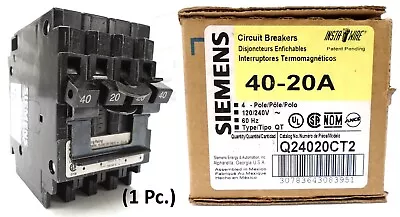 Buy SIEMENS - Q24020CT2 - Quad 2PL CIRCUIT BREAKER - 40A/20A/20A/40A - 120/240V NEW • 36.50$