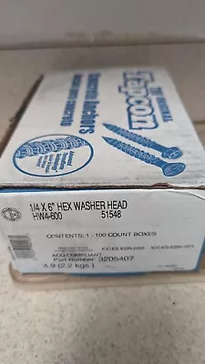 Buy (100) 1/4  X 6  Hex Washer Head Masonry Concrete Screw Tapcon Anchor Blue • 44.99$