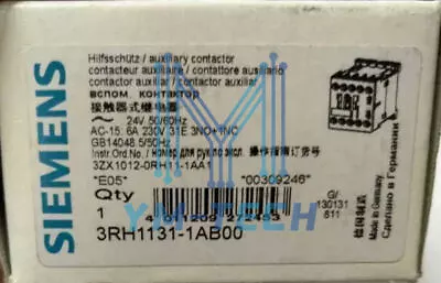Buy NEW Siemens 3RH1131-1AB00 Contactor Relay 24V 50/60Hz 6A • 35.30$